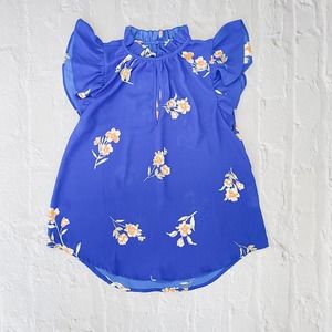 Flutter Sleeve Floral Print Top Women's XS